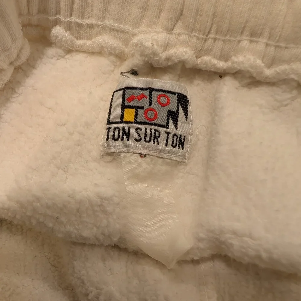 Sm Vtg 80s Ton Sur Ton Sweat pants Off White LOGO  Pockets Jogger streetwear